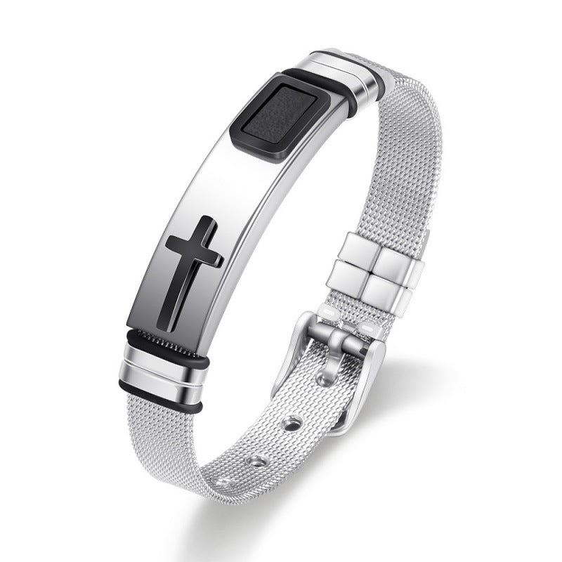 ðĒ 50% OFF NOW! â° Men's Stainless Steel Cross Bracelet â Durable, tarnish-resistant & perfect for daily wear or spiritual style âïļ