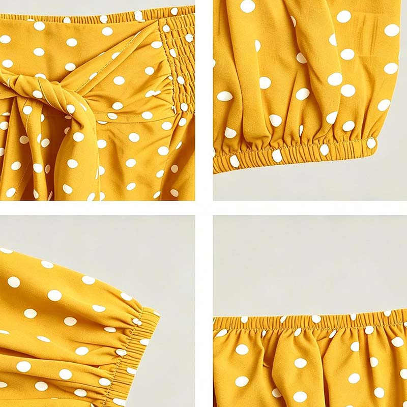 👗 50% OFF NOW! ⚫ Women's Off-Shoulder Polka Dot 2-Piece Set – Flirty top & matching shorts – lightweight & perfect for summer parties, vacations or beach days 🌊